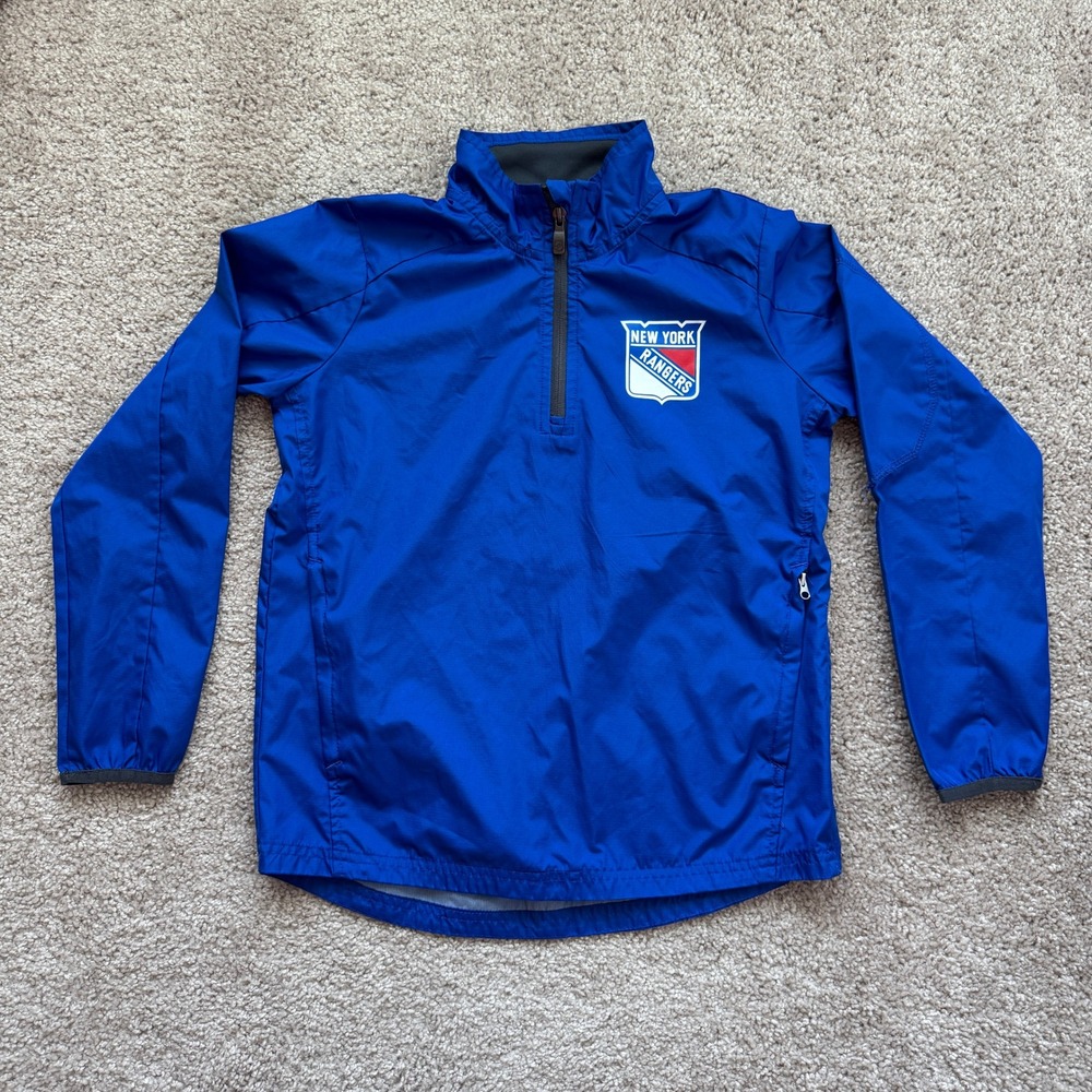 NHL New York Rangers Youth Blue Quarter Zip Windbreaker Jacket Size Small 8